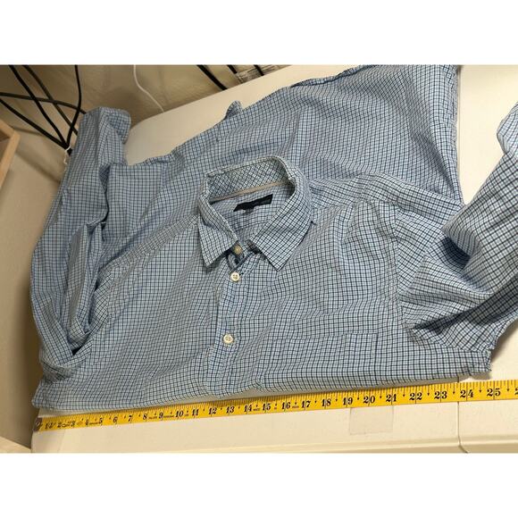 Joseph Abboud Shirt Mens XL Blue Check Button Up 100% Cotton Long Sleeves Office - Picture 6 of 7